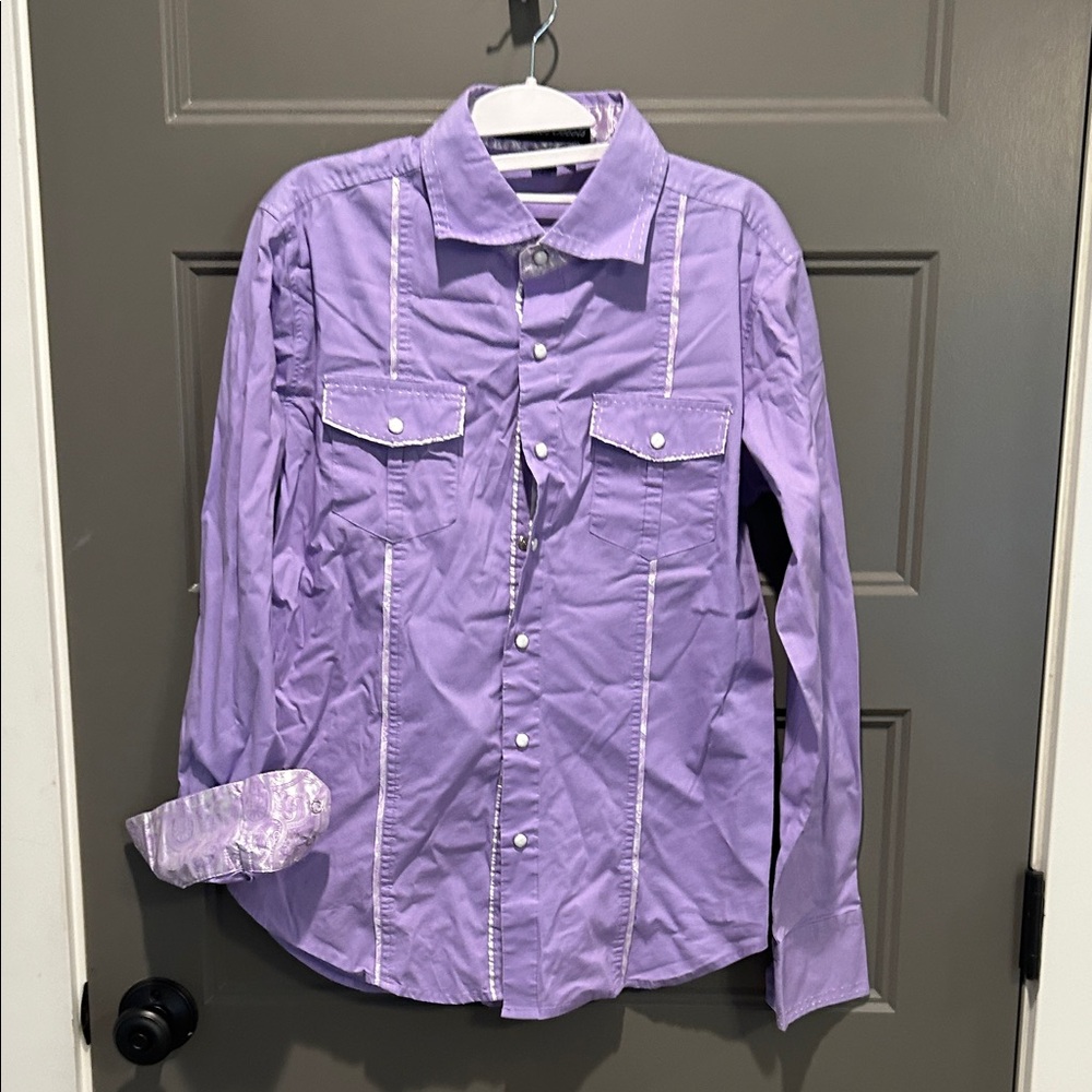 Men's Light Purple Long-Sleeve Button-Down Dress Shirt